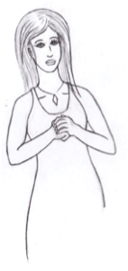 woman wringing hands sketch