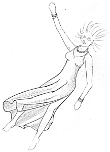 woman falling with dress sketch