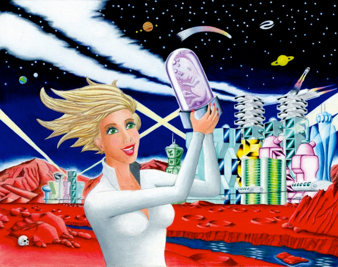 Martian Mother color pencil art